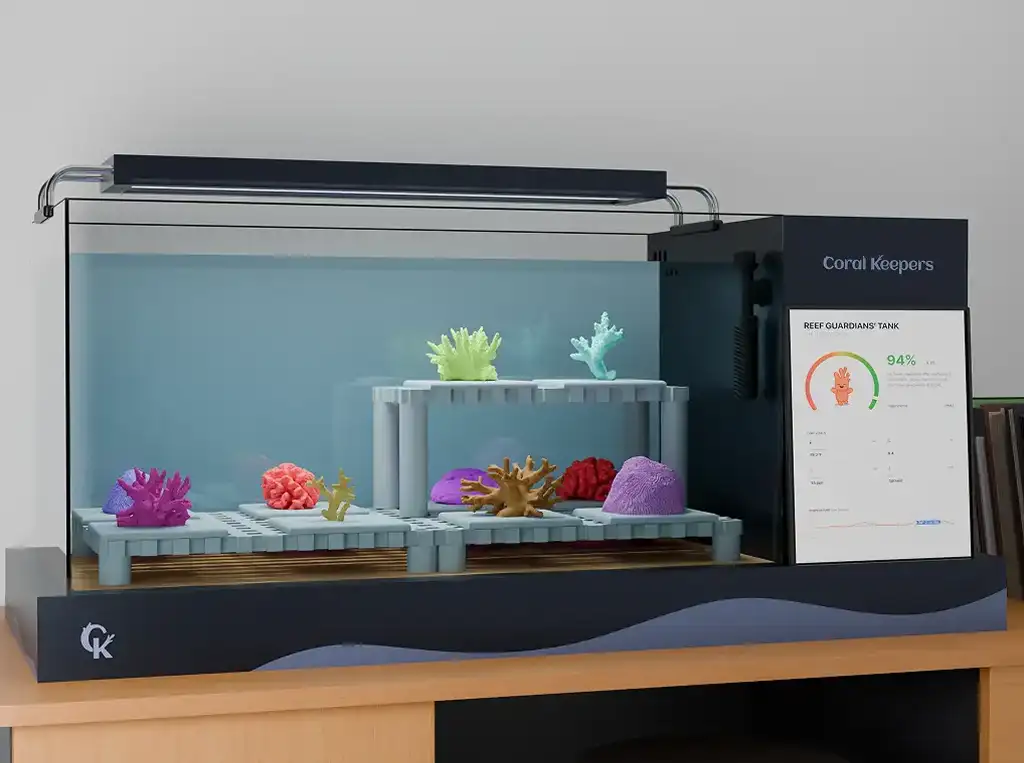 Digital render of the final coral tank