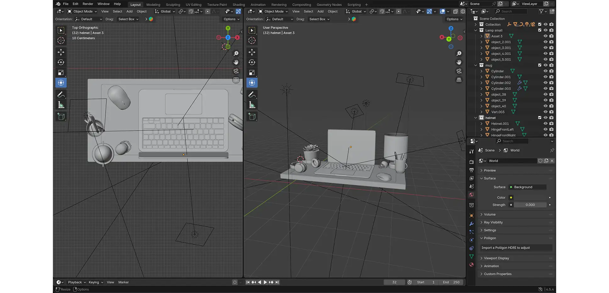 Blender desk scene alternate view